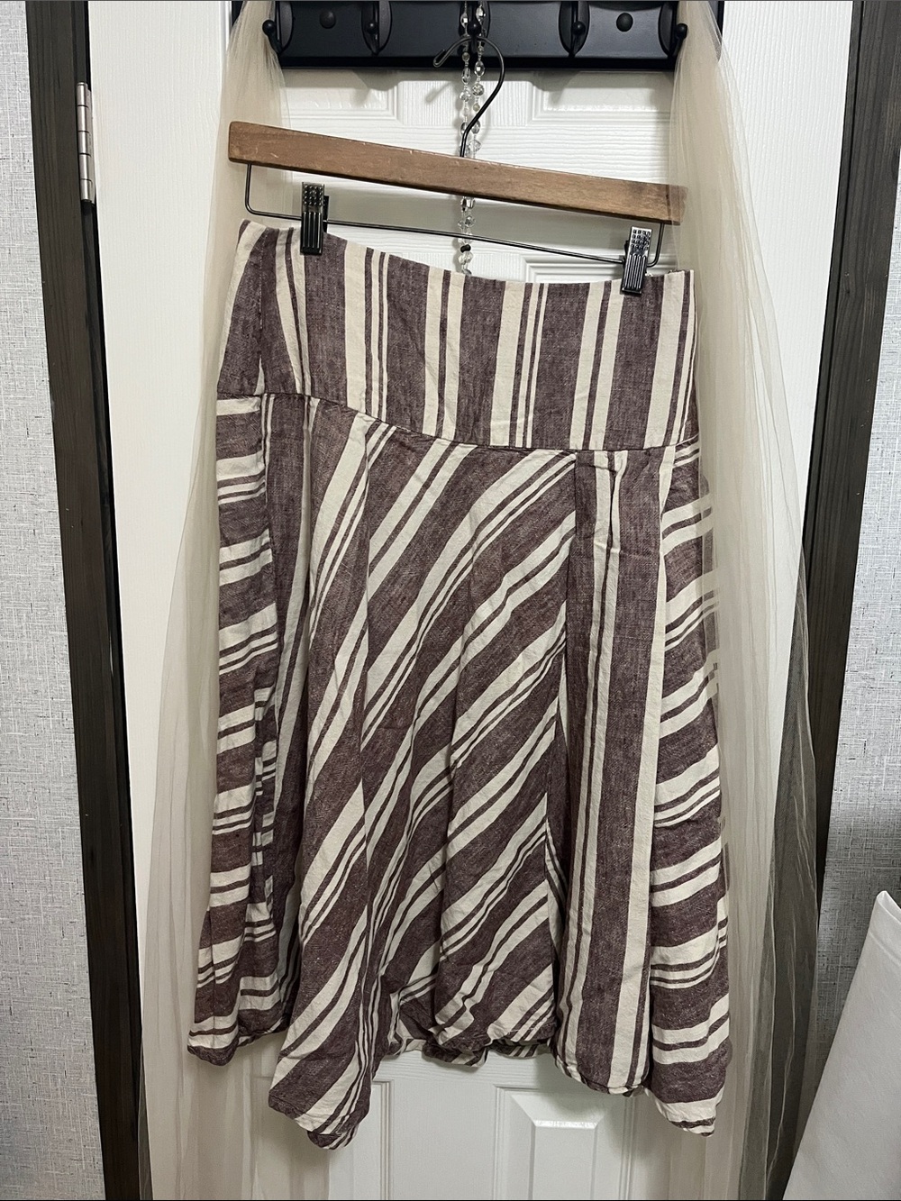 GAP Striped Midi Skirt in Brown and Cream